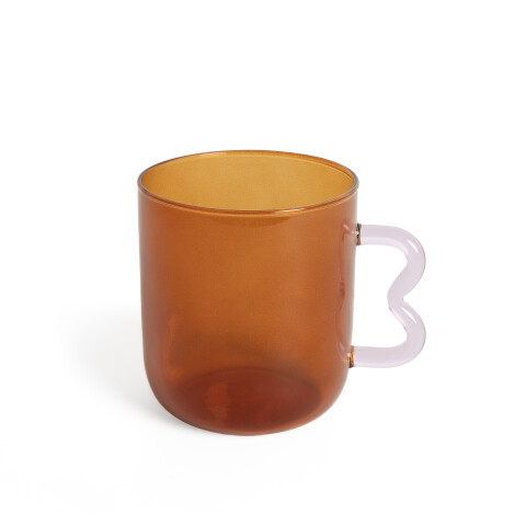 Taza de Vidrio asa con onda Rosa