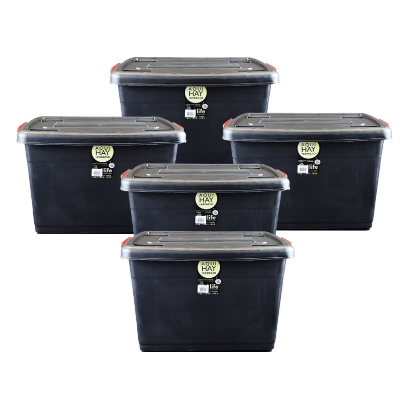 Set x4 Caja reforzada heavy box 95 lts + 1 de regalo NEGRO