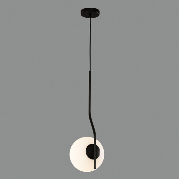 Colgante metal negro globo vidrio opal E27 Ø180mm BA0240