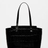 Shopper Menorca En Cuero Grabado Big Croco Negro