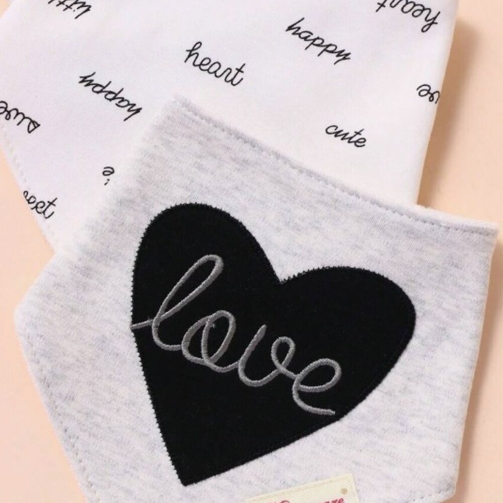 Set baberos bandana x3 Corazon love negro