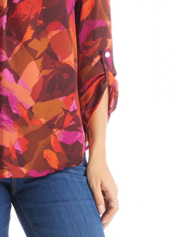 Blusa Gasa Print MULTI/MARRON