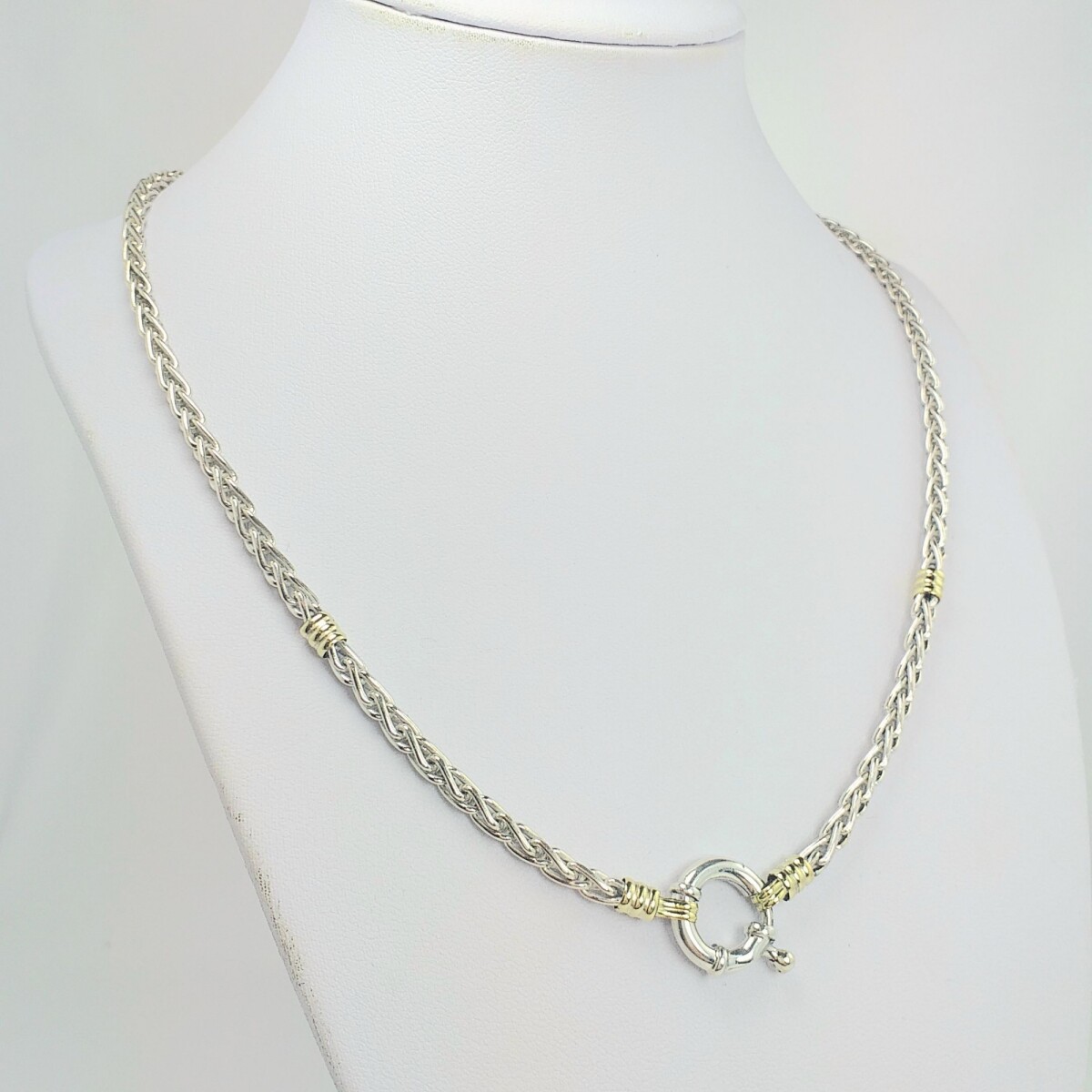 Cadena de plata 925 con detalles de doublé en oro 18ktes, sistema marinero, 45 cm. 
