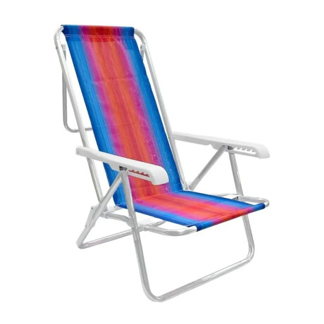 Reposera Silla Reclinable De Playa 8 Posiciones Aluminio Azul/naranja