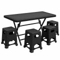 Juego De Jardín Mesa Plegable 4 Bancos Negro