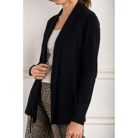 Cardigan C/solapa Algodon Elastano Negro