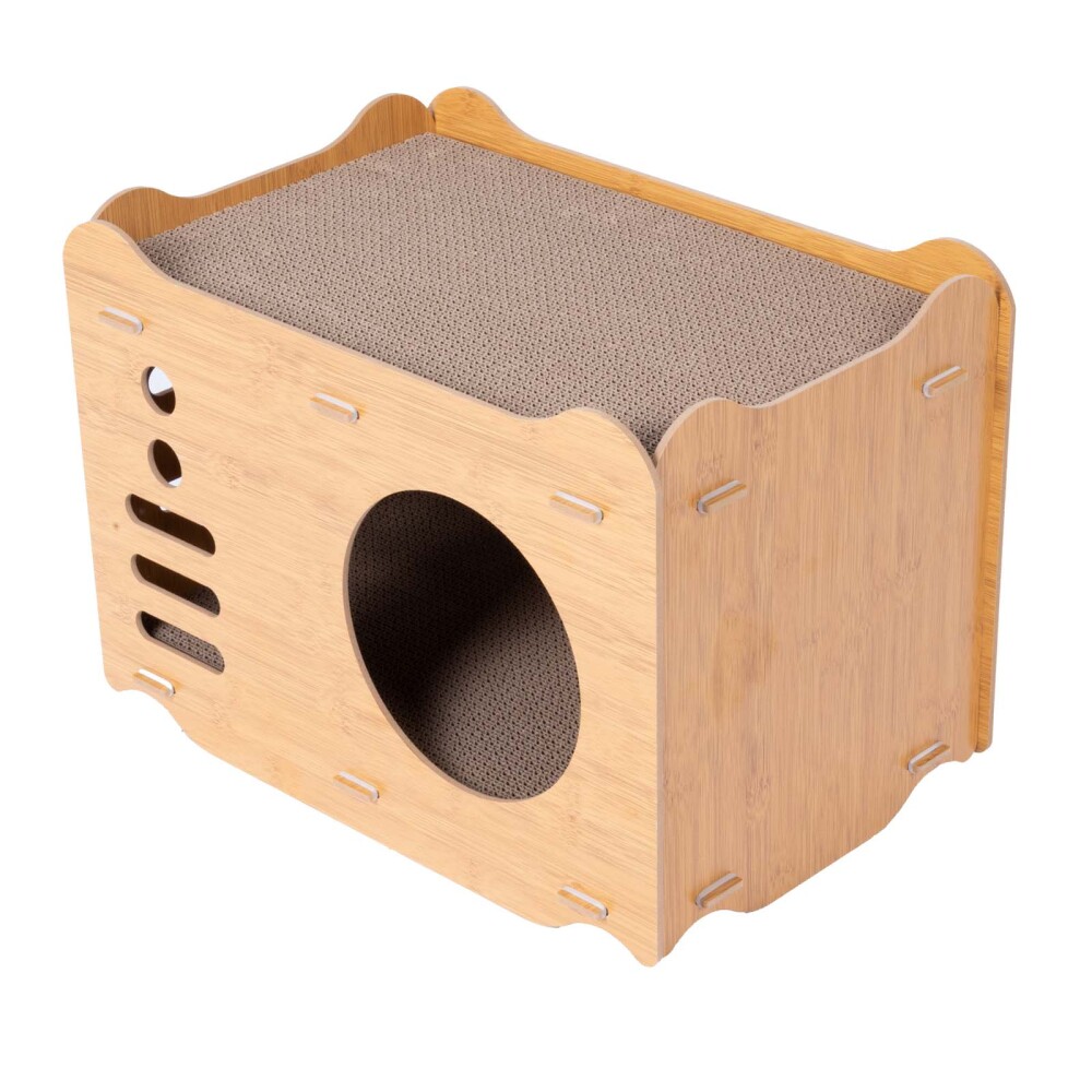 CAMA CASITA II MADERA NATURAL-BEIGE CON RASCADOR