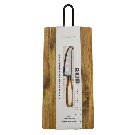 Set Tabla Madera Acacia Con Cuchillo De Queso 39X19X15Cm