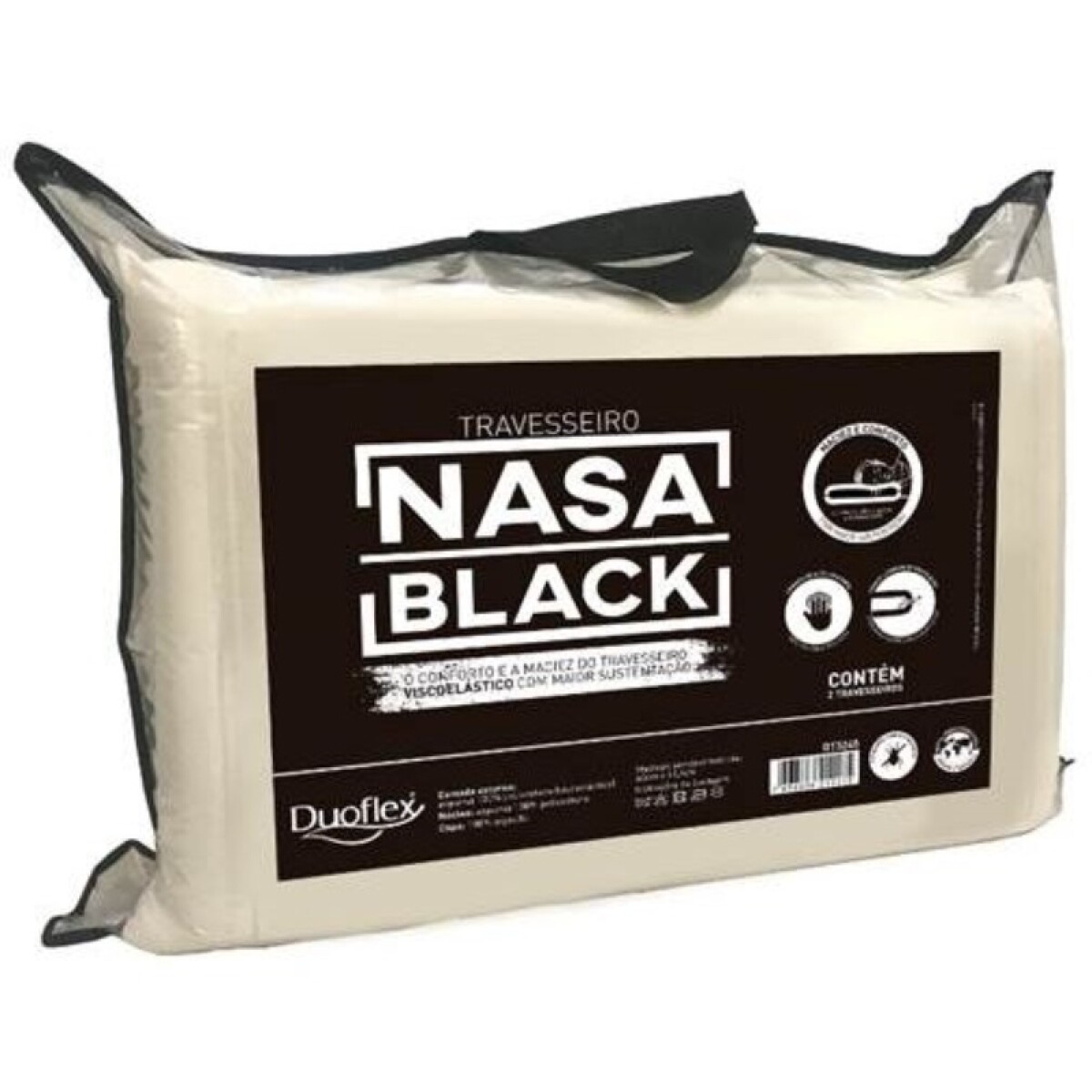 Almohada Duoflex Nasa Black Pack X 2 Dt3246 