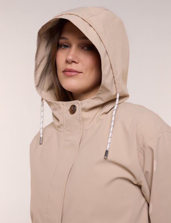 Gabardina Con Capucha Impermeable BEIGE