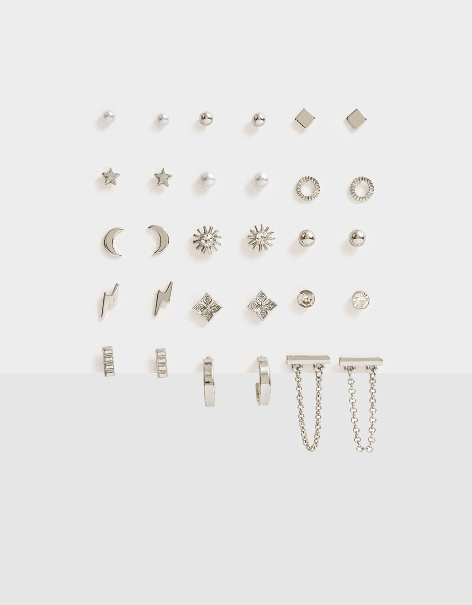 Set De Aros Plateados 