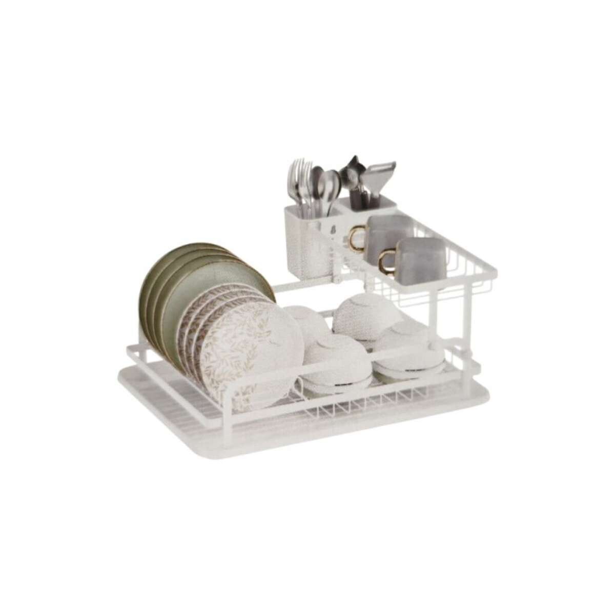 Escurridor De Metal Blanco Con Bandeja - Blanco 