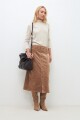 Falda de pana con botones beige