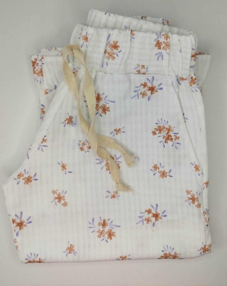 Pantalón blanco con flores nena 