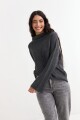 Sweater canalé con mangas oxford GRIS OSCURO