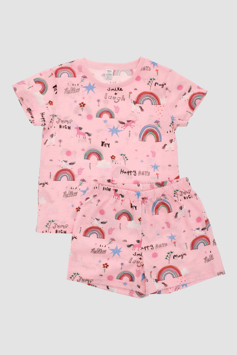 Pijama infantil<br /> arcoiris Rosado