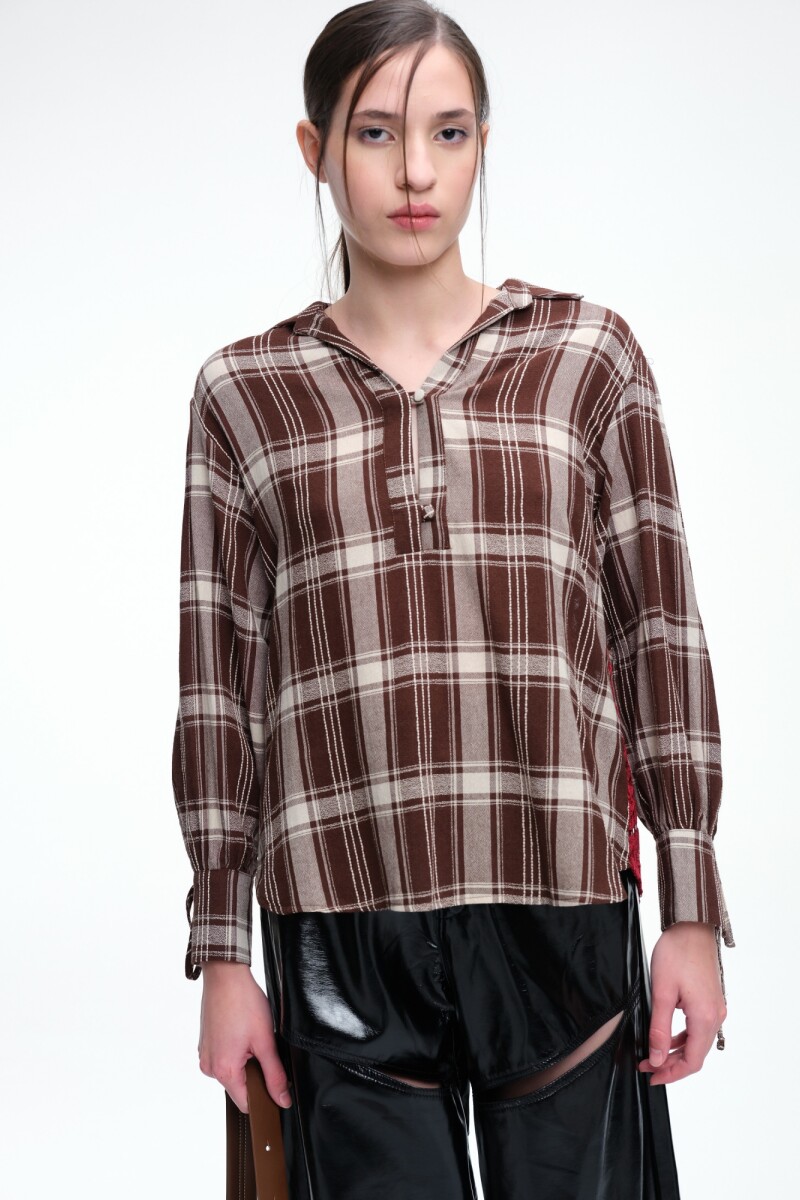 CAMISA ESPALDA ENCAJE Marron