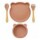 Set Comida Bebé Silicona Plato y Bowl Oso + Cuchara Tenedor Salmón