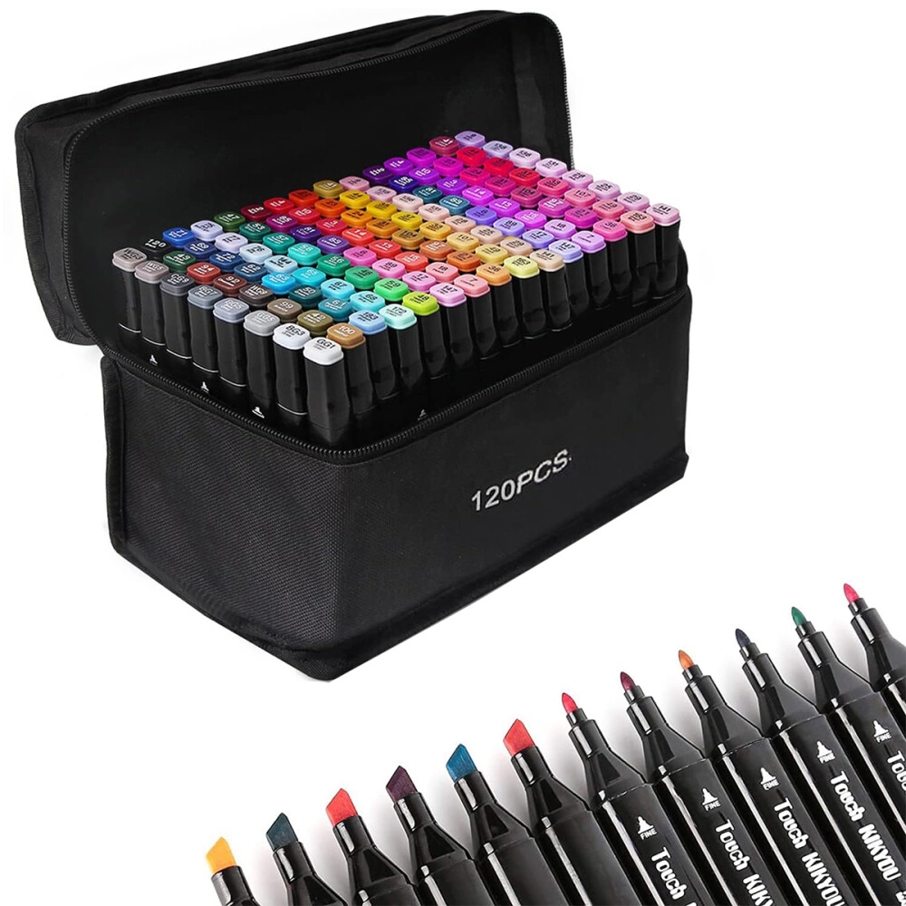 Set De Marcadores Drypens x120 Doble Punta Con Estuche Set De Marcadores Drypens x120 Doble Punta Con Estuche