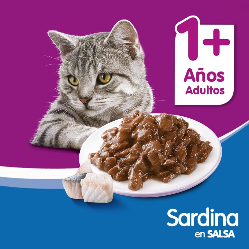 WHISKAS EN SALSA SARDINA ALIMENTO HUMEDO 85 GRS