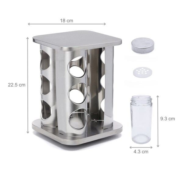Especiero Giratorio 12 Frascos Vidrio Para Condimentos Cocina Acero Inoxidable Imback Especiero Giratorio 12 Frascos Vidrio Para Condimentos Cocina Acero Inoxidable Imback