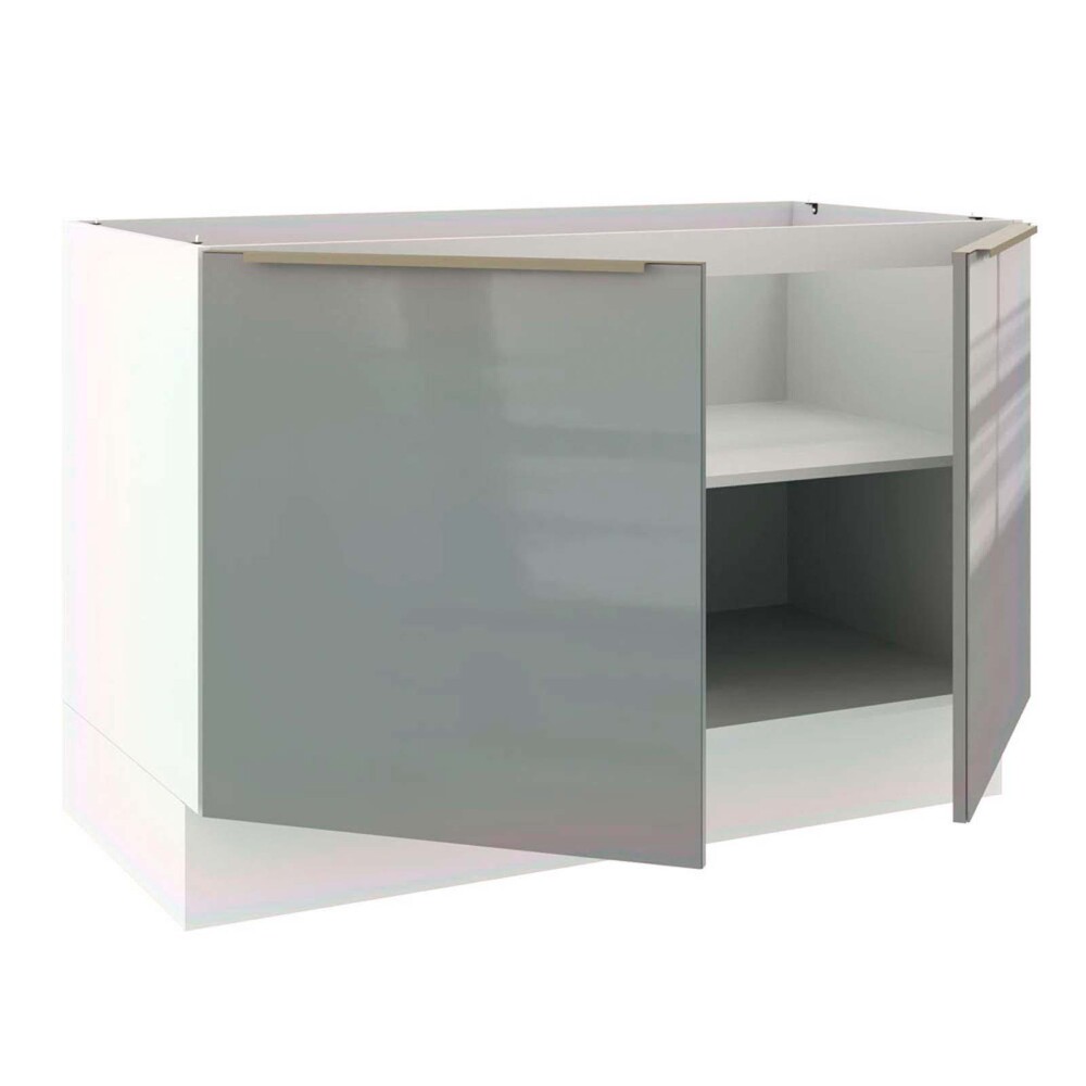 BAJO MESADA 120 CM MDP-Y-VIDRIO BLANCO LUX