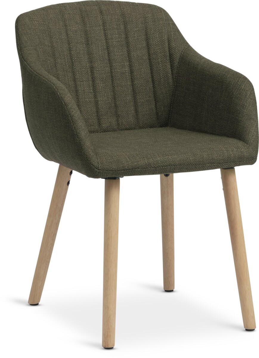 Silla de comedor ADSLEV tela verde oliva/color roble 