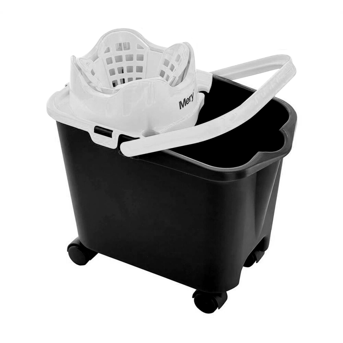 BALDE C/ESCURRIDOR Y RUEDAS 14L GRIS. 38x26x39CM 