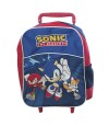 Mochila infantil Sonic con Carro Tafeta Chica 35 x 26 cm Azul/Rojo