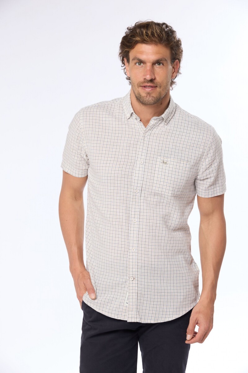 CAMISA DE LINO A CUADROS - Verde 