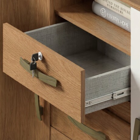 CÓMODA CAJONERA GUARDARROPA 4 CAJONES 2 PUERTAS CON LLAVE COLOR MADERA GRIS