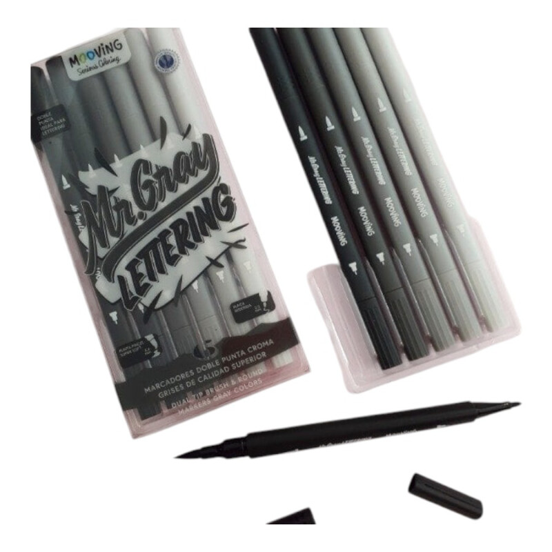 Marcadores doble punta Mr. Gray Lettering x6 Mooving Marcadores doble punta Mr. Gray Lettering x6 Mooving