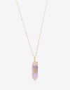 Cadena Corta con Dije Piedras Collar De Acero Con Piedra Amatista - Dorado
