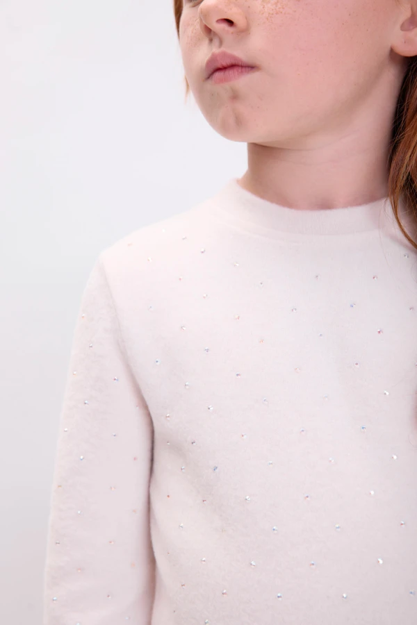Remera lanilla strass Crudo