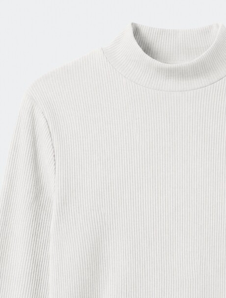 BLUSA DE CUELLO ALTO ACANALADO BLANCO