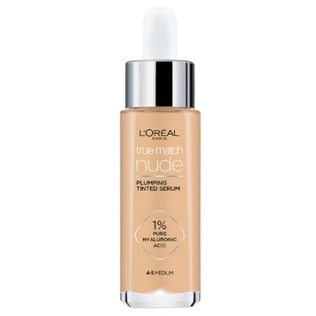 LOREAL BASE TRUE MATCH NUDE SERUM CON ÁCIDO HIALURÓNICO N°4-5 MEDIUM 30ml LOREAL BASE TRUE MATCH NUDE SERUM CON ÁCIDO HIALURÓNICO N°4-5 MEDIUM 30ml