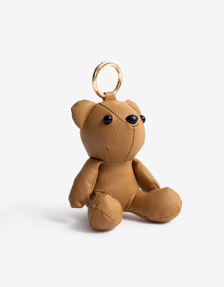 Llavero Cuero/PU Llavero Y Bag Charm De Oso - Marron Suela