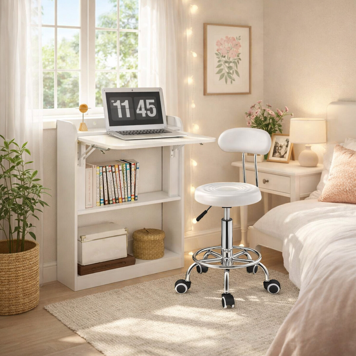 Escritorio Plex + Silla giratoria ecocuero - Blanco 