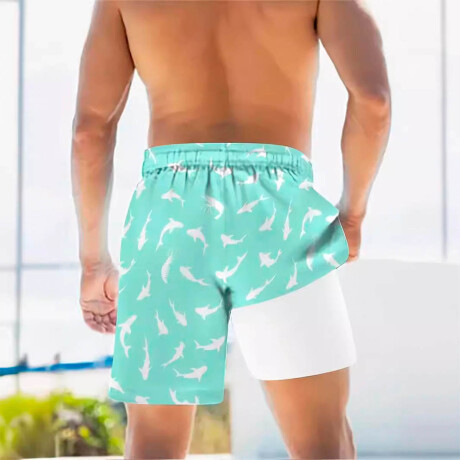 Set X2 Short Bermuda Playa Overzise Estampado Verano Verde Azul