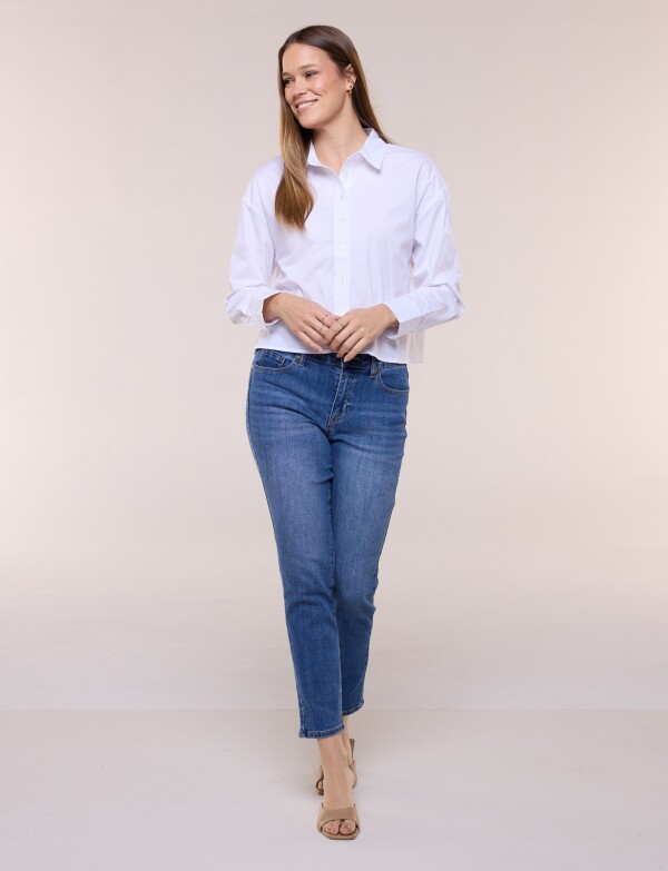 Camisa Crop Algodon BLANCO