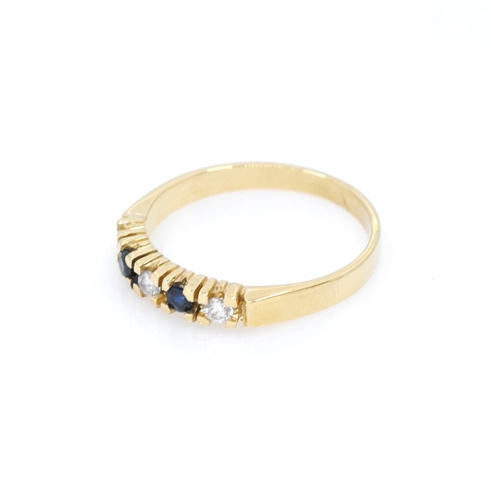 Anillo medio sin fin en oro 18K con brillantes y zafiros Anillo medio sin fin en oro 18K con brillantes y zafiros