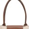 Longchamp -Cartera Longchamp plegable de nylon con cierre y asa larga, Le pliage L Marfil