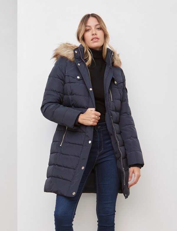 Campera Plumas Larga AZUL