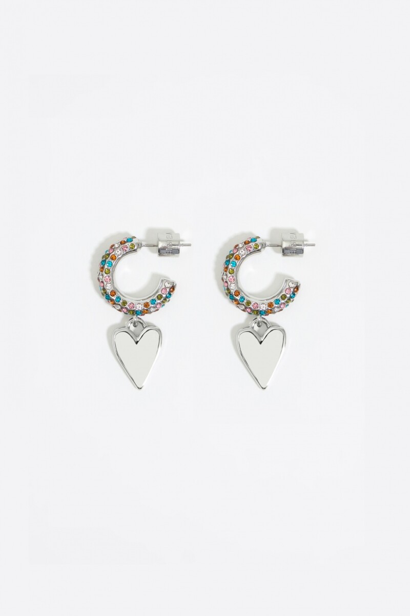 PENDIENTES ARO CRISTALES CORAZ 