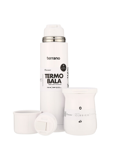 Kit Acero Bala Metalizado - 750mL + Mate Tradicional Blanco
