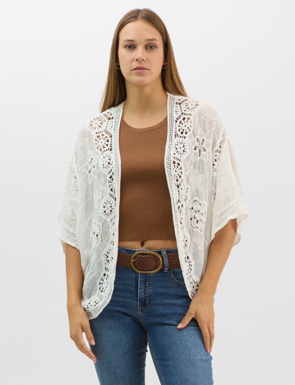 Cardigan Algodon Bordado BLANCO