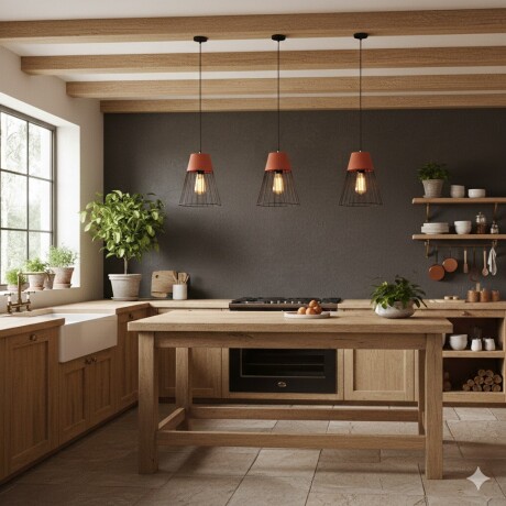 Colgante Jaula negra y cemento terracota 26*29cm Colgante Jaula negra y cemento terracota 26*29cm