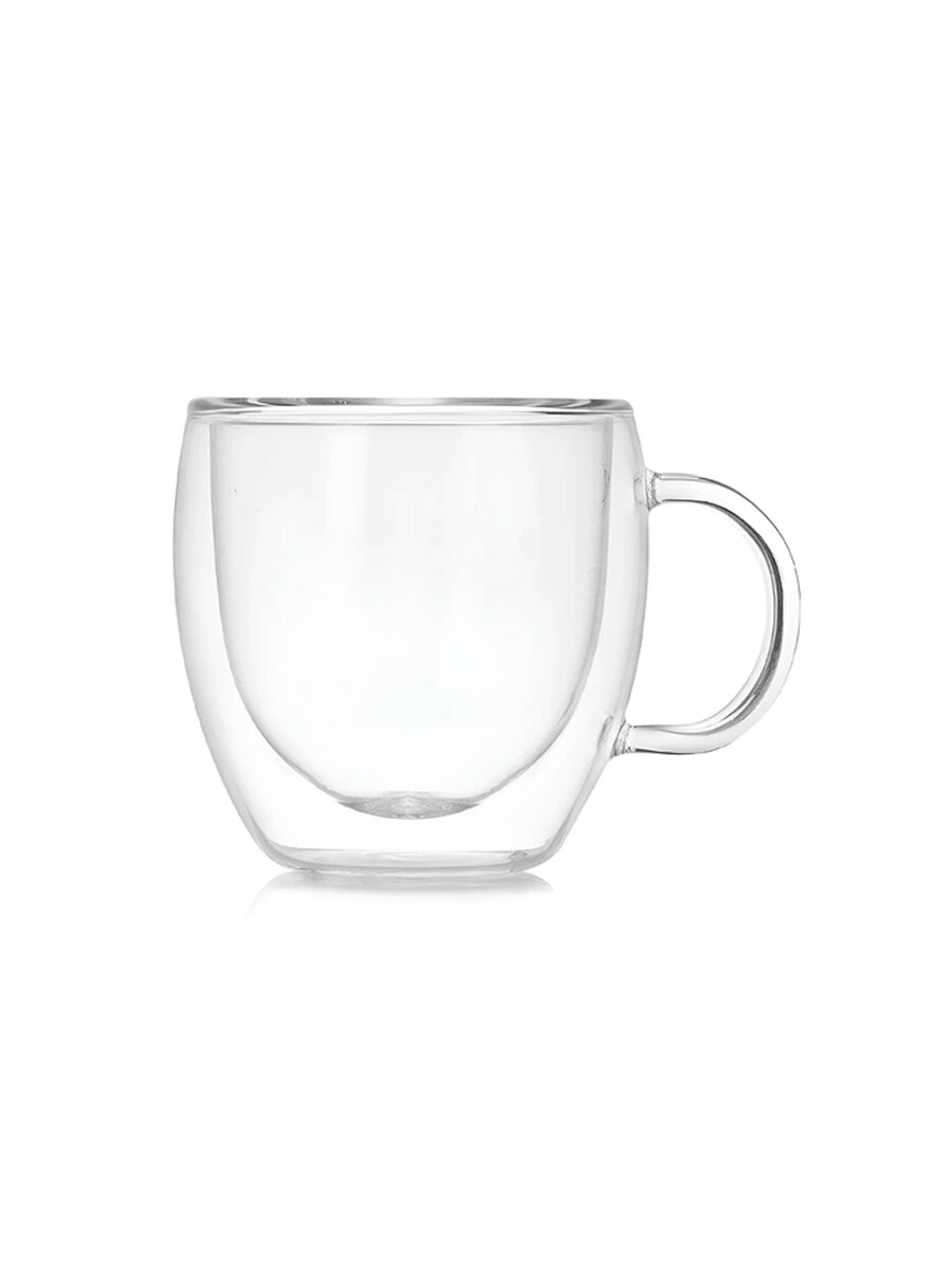 TAZA VIDRIO DOBLE FONDO - PLATEADO 