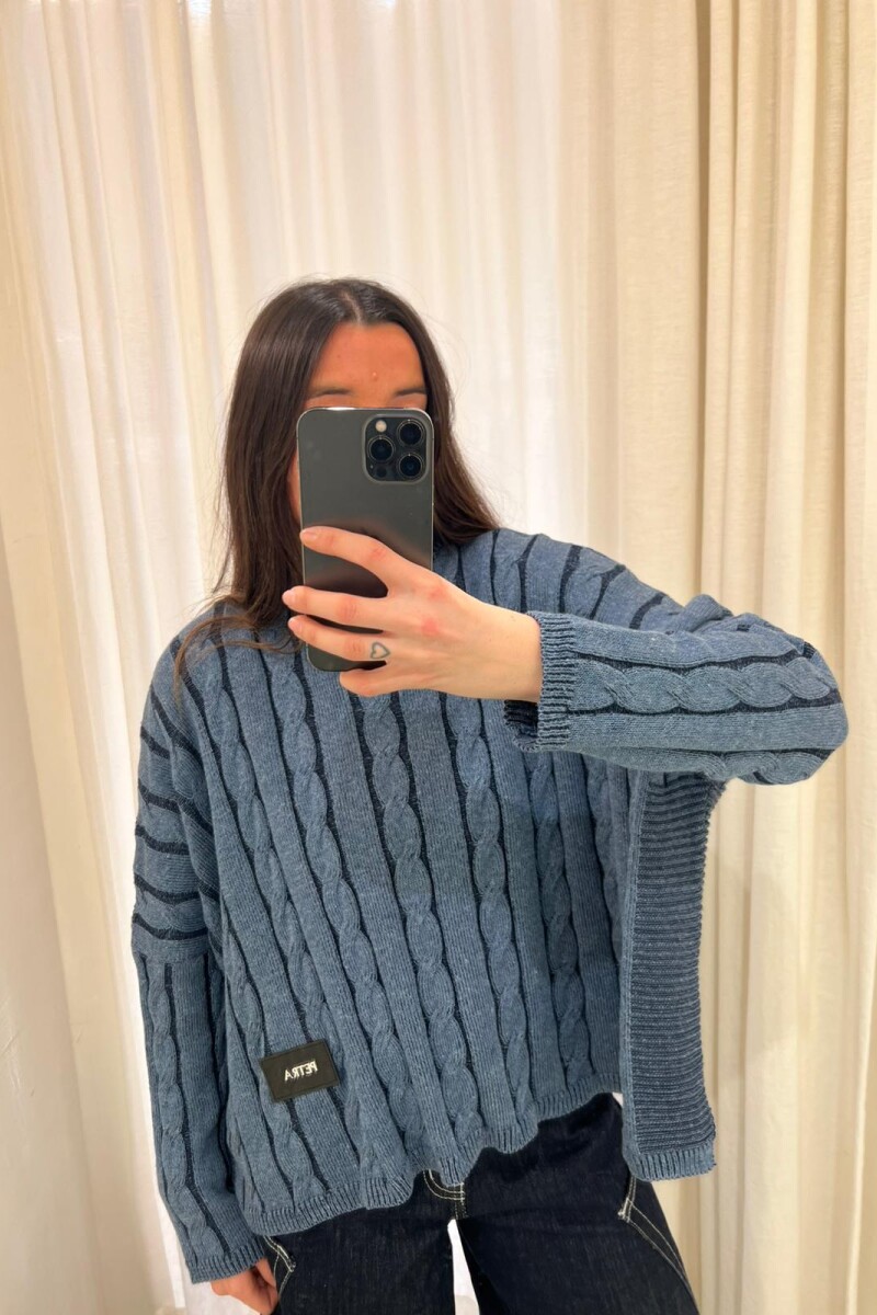 Sweater Oceano Crop Azul Piedra