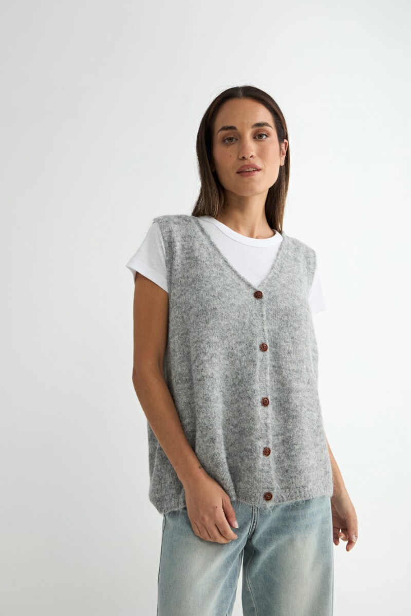 CHALECO TEJIDO CYNARA - GRIS CLARO 